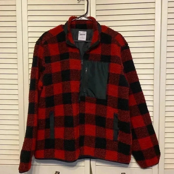 Sonoma Other - Sonoma Red and Black Buffalo Zip Polar Fleece Jacket Size L